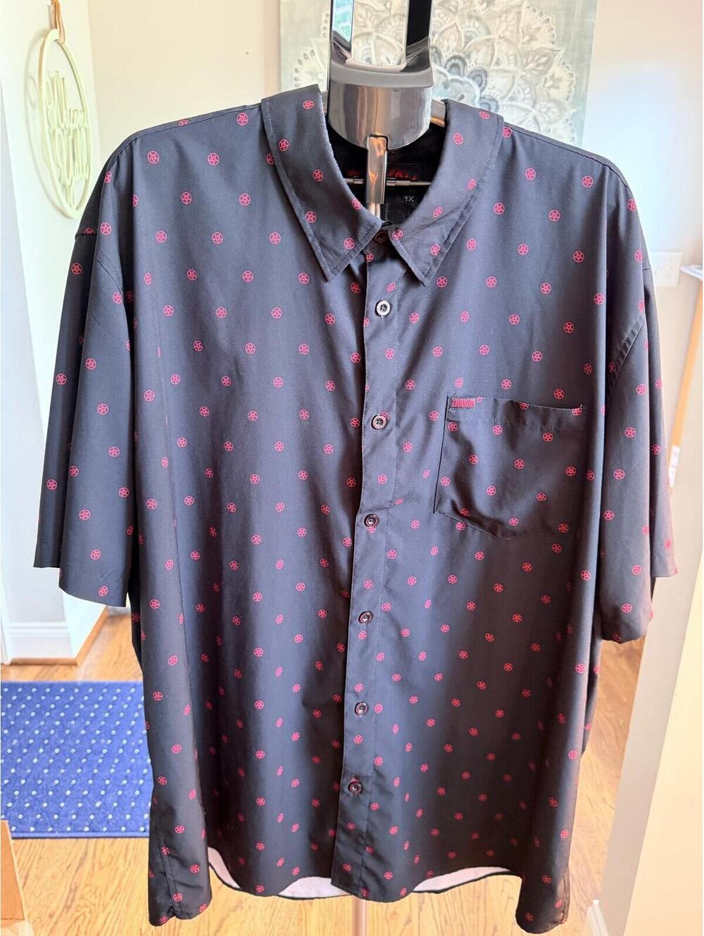 Men’s 4X Dixxon Flannel Co D-Lite "Hail" Black Party Wear Short Sleeve Shirt EUC